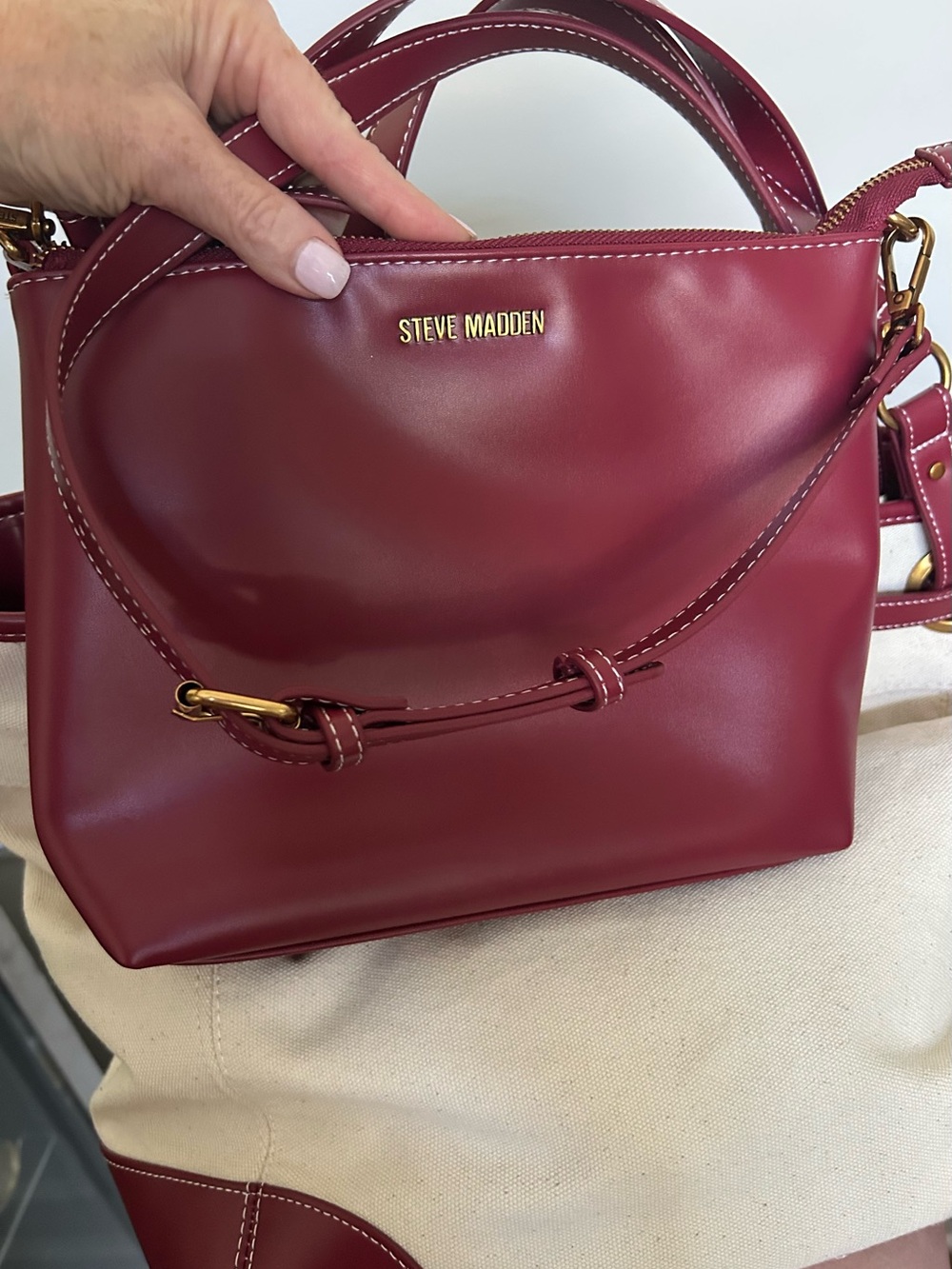 Steve Madden BOGO Canvas Tote And Matching Crossbody - Picture 5 of 6
